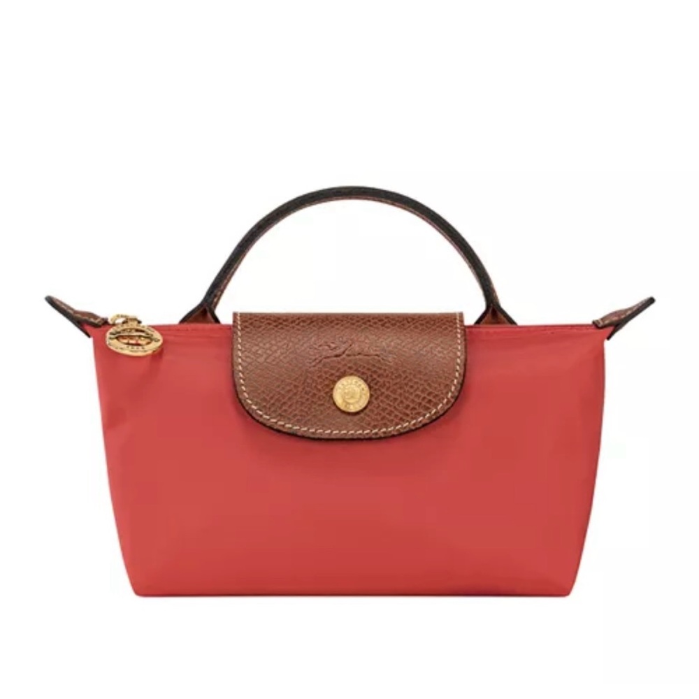 Longchamp Mini Orange and Brown Bag with Leather Accents